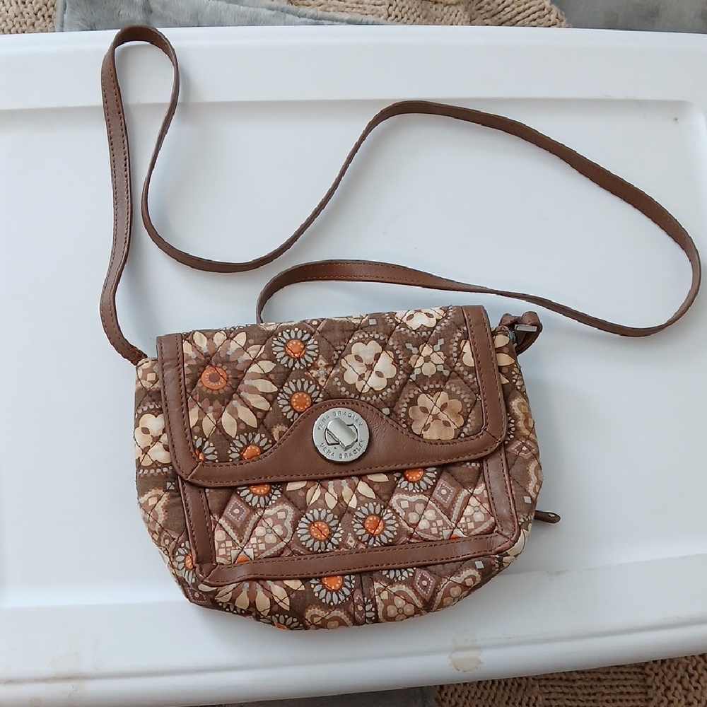 Vera Bradley Brown and Orange Floral Crossbody Bag